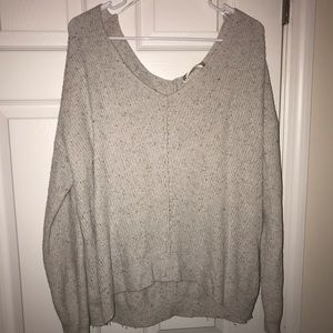 Off the Shoulder Kaisley Grey/White Sweater